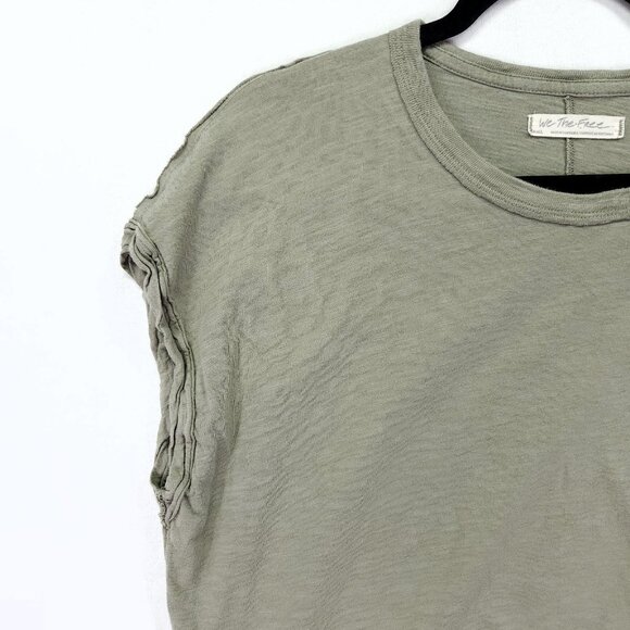 Free People Boxy Tee Small You Rock Relaxed Boho Casual Cropped Green - Picture 5 of 13
